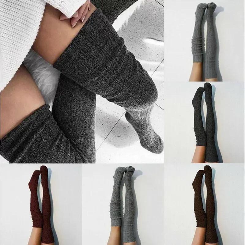 Women's 1 Pair Solid Color over the Knee Knit Socks, Preppy Style Thermal Winter Knee High Stocks, Thickened Warm Stocks, Gym Accessories