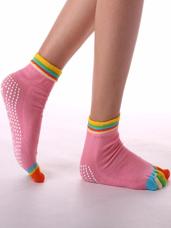 LGBTQ+ Women's 1 Pair Colorful Non-Slip Toe Socks, Fashion Casual Crew Socks for Daily Wear, Middle Tube Socks for All Seasons