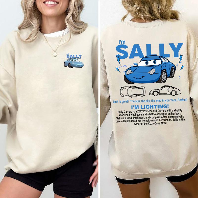 95 Lightning Mc Queen and Sally T-shirt Sweatshirt Hoodie, 2 Side Printed Couples Car Shirt, Lover Car Shirt