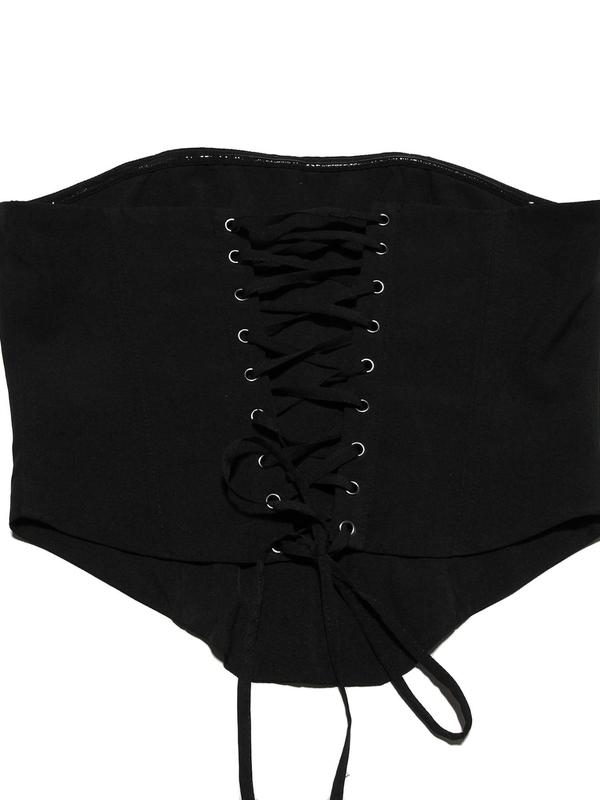 Women's Plain Backless Lace Up Grommet Eyelet Tube Top, Asymmetrical Hem Strapless Top for Daily Wear, Ladies Clothes for All Seasons