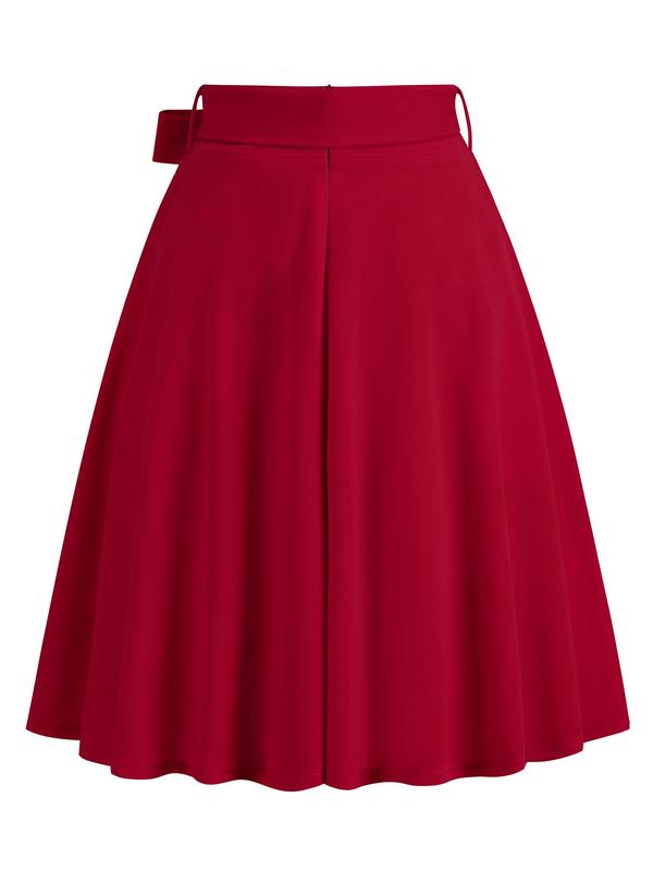 Women's Bow Front Belted Chiffon Skirt, Elegant Zipper A Line Midi  Skirt for Party, Fashion Women's Skirt for Daily Wear