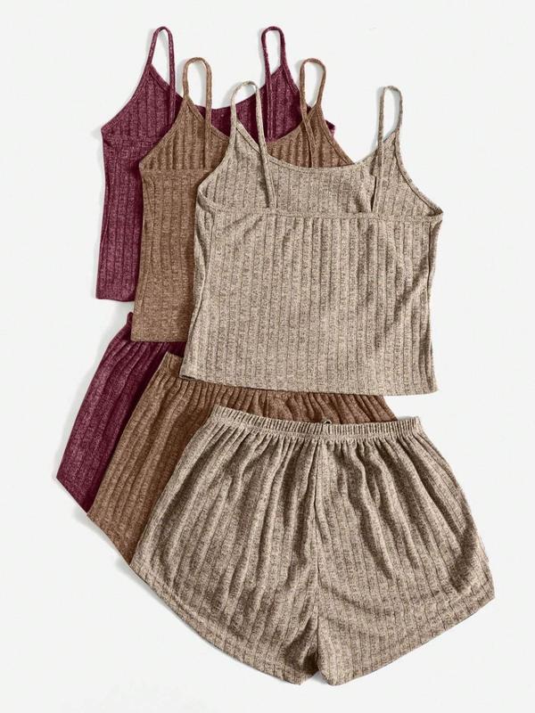 Women's Plain Crop Cami Top & Tie Front Shorts Vintage Set, Summer Clothes, Casual Camisole & Shorts Set for Fall, Fall Outfits 2024 Sets, Back To School Outfits, Women's Clothes, Two Piece Set Women