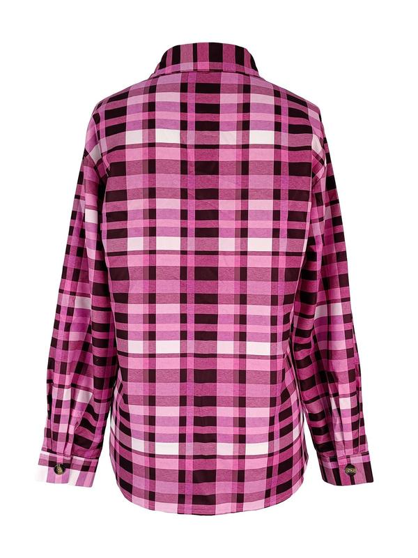 Women's Plaid Print Button Front Shirt, Casual Long Sleeve Pocket Collared Top for Spring & Fall, Women's Clothes for Daily Wear