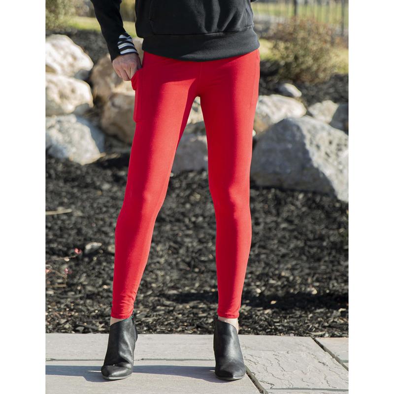 SA Exclusive Red Pocket Solid Leggings