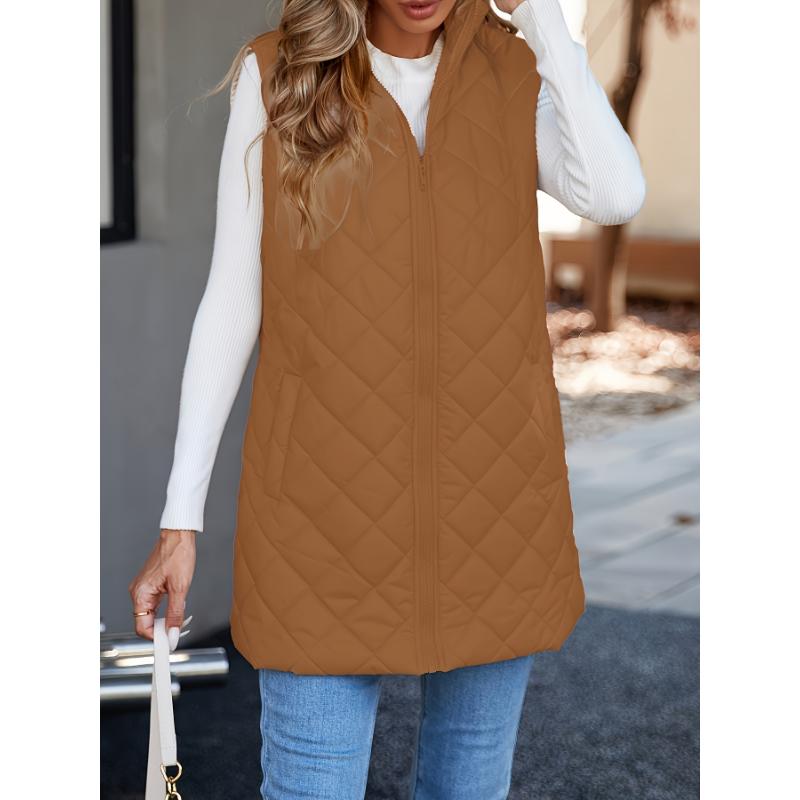 Vibrant Quilted Slant Pocket Sleeveless Winter Vest for Women - Stylish Outwear with Warm Insulation and Versatile Design - Perfect for Cold Weather Activities coquette outfits