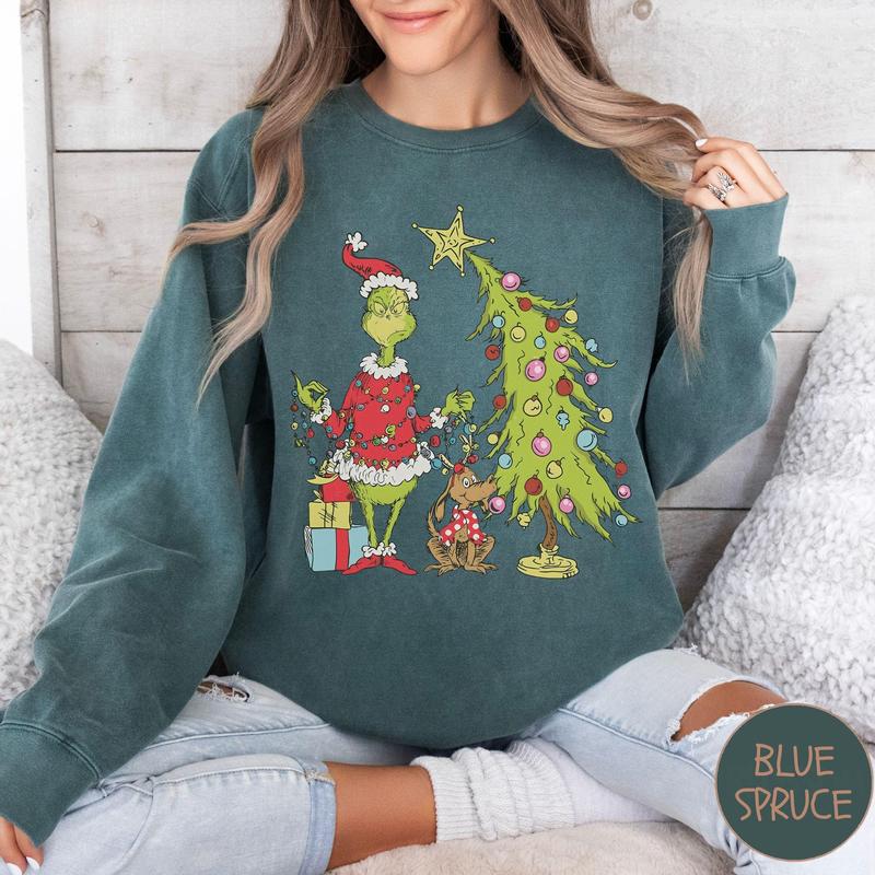 Christmas Tree Crewneck Sweatshirt, Whimsical  Max Tree Sweater,  Christmas Tree Shirt,Holiday Christmas Characters, Christmas Sweater, Christmas Shirts for Women, Girly Christmas Sweater, Merry Christmas, The Boys of Winter Christmas Christmas Tree