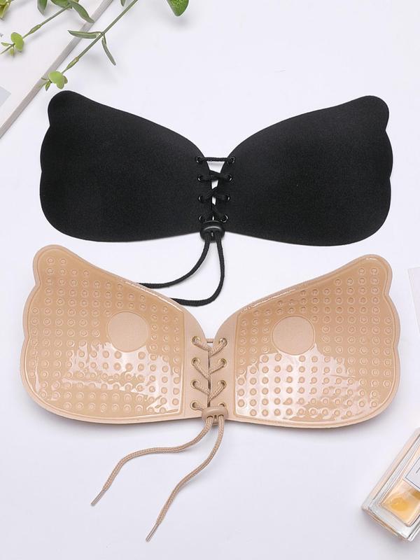 Women's Lace Up Strapless Self Adhesive Bra, Sticky Push Up Nipple Cover, Lady Summer Comfortable Lingerie Accessories, Summer Wear 2024, Womenswear Underwear