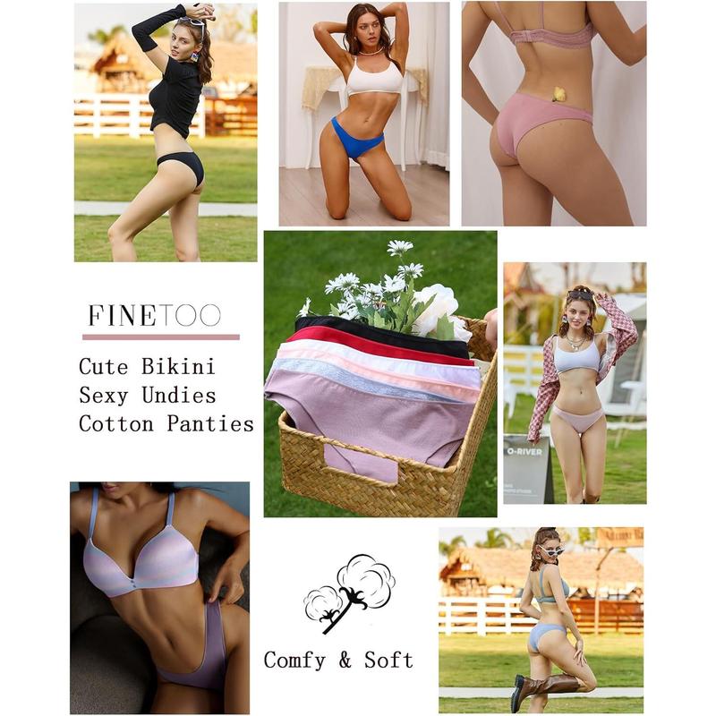 6 Pack Cotton Underwear for Women Cute Low Rise Bikini Panties High Cut Breathable Sexy Hipster Womens Cheeky S-XL