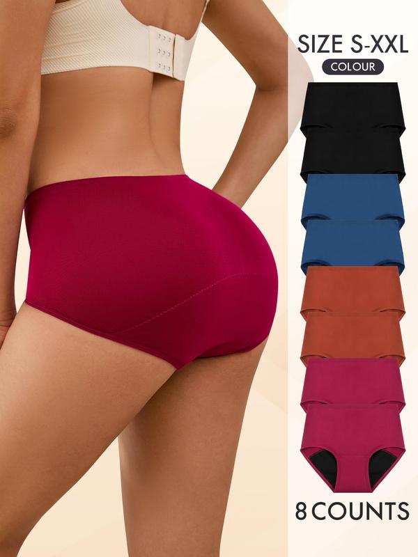 Women's Solid Color High Waist Knicker, Lady Period Underwear, Soft Comfort Breathable Panty for Daily Wear, Summer Wear, Basic Underwear for All Seasons, Panties for Women