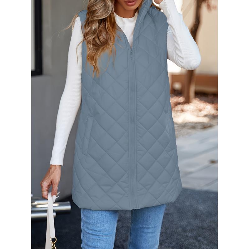 Vibrant Quilted Slant Pocket Sleeveless Winter Vest for Women - Stylish Outwear with Warm Insulation and Versatile Design - Perfect for Cold Weather Activities coquette outfits