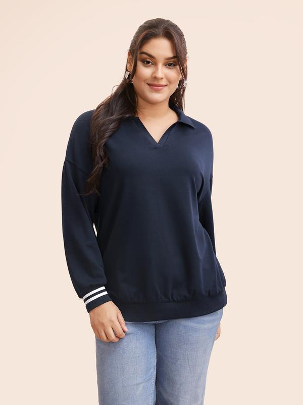 BloomChic Polo Neck Contrast Trim Drop Shoulder Sweatshirt