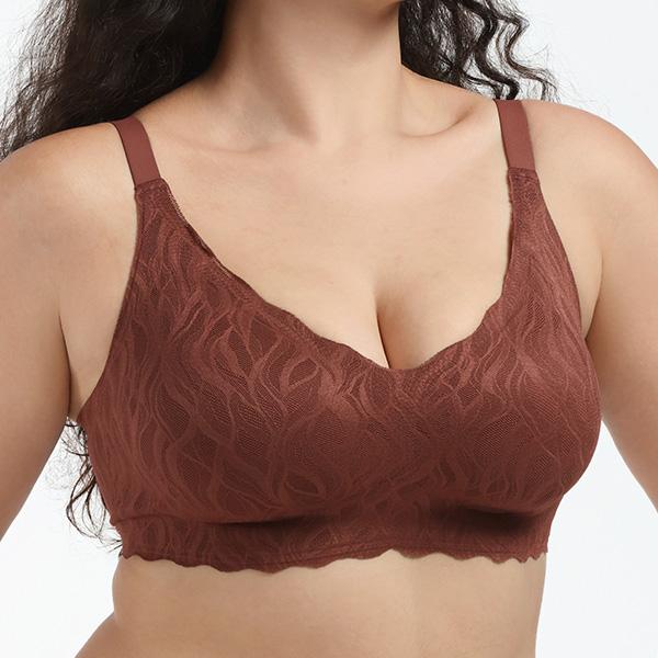 COMFELIE Women Seamless Bra Comfort No Underwire Bra with Support Classic Stretch, Lace Wireless Bra for Women EB042