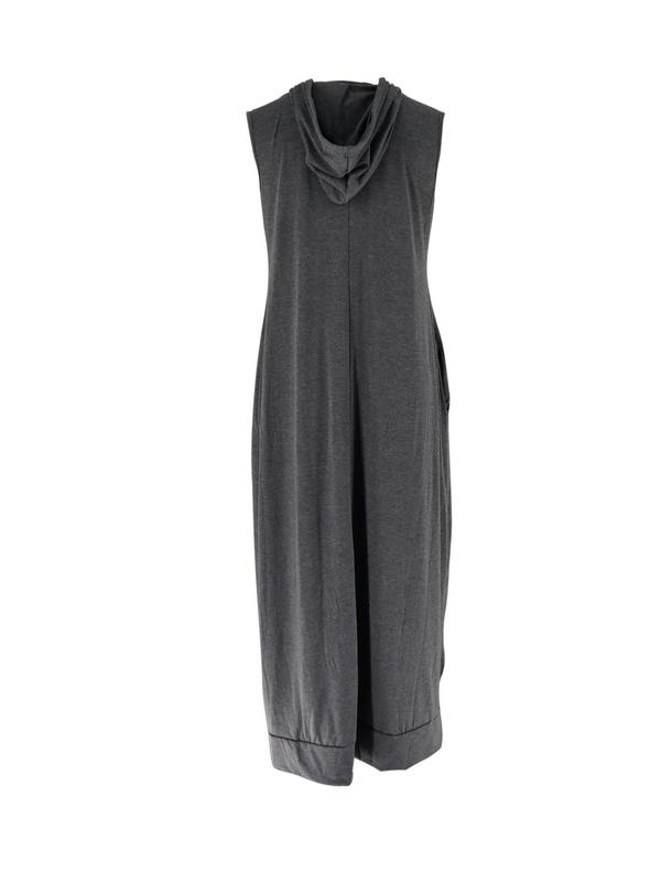 Women's Plain Drawstring Hooded Tank Dress, Casual Pocket Sleeveless Maxi Dress for Summer, Fashion Women's Clothing for Daily Wear, Hourglass Body in Baggy Clothes