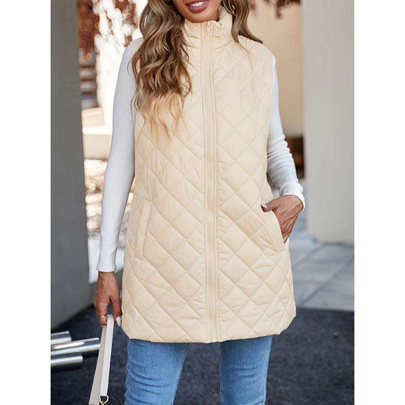 Vibrant Quilted Slant Pocket Sleeveless Winter Vest for Women - Stylish Outwear with Warm Insulation and Versatile Design - Perfect for Cold Weather Activities coquette outfits