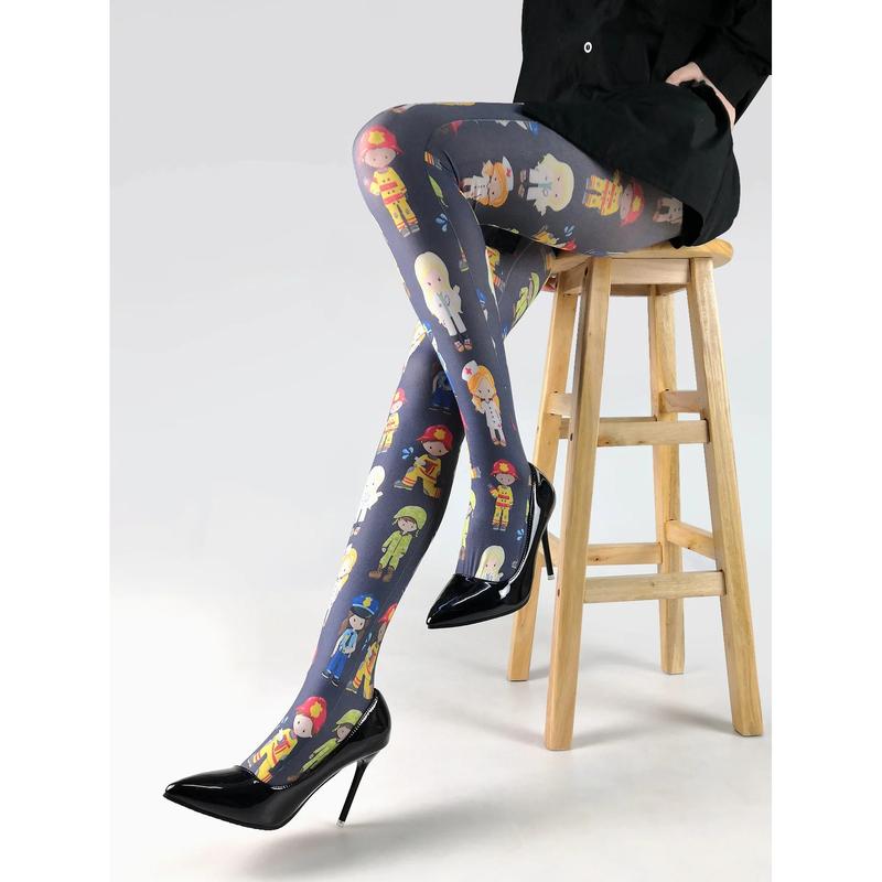 Women's Graffiti Printed Tights Butterfly Lattice Seamless Pantyhose Female Sexy Stretch Long Socks High Waist Stockings 2024