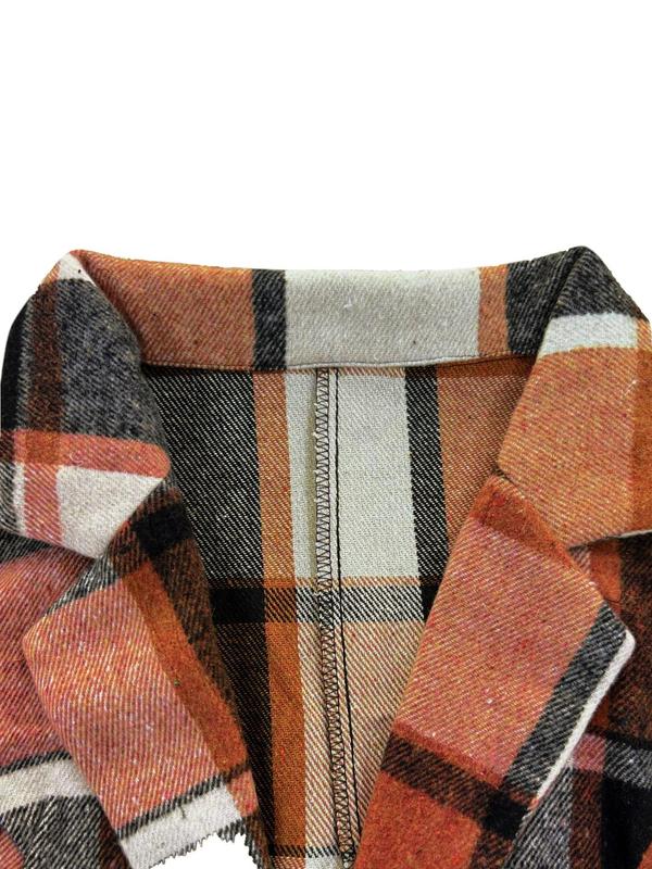 Women's Plaid Print Button Front Lapel Neck Waistcoat without Sweater, Casual Elegant Outerwear for Fall & Winter, Winter Coats, Women's Clothing for Daily Wear, Please Purchase A Size Up