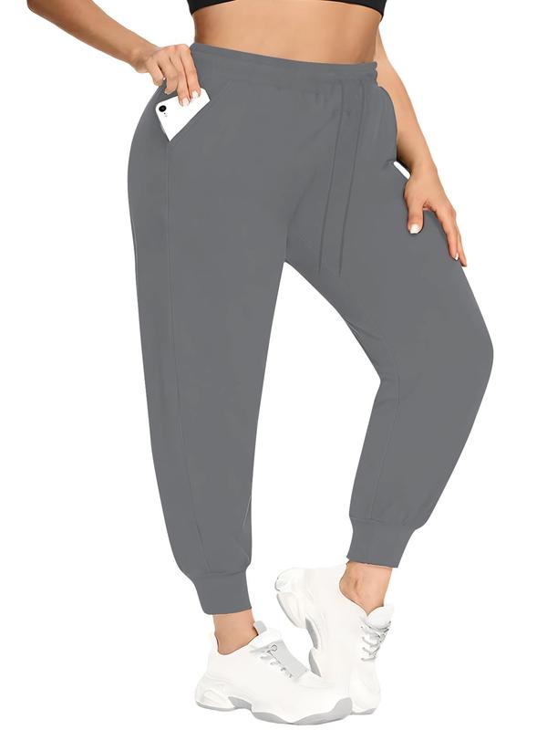  Solid Drawstring Waist Sweatpants, Casual Elastic Waist Pocket Jogger Pants for Women, Women's Trousers for Fall & Winter