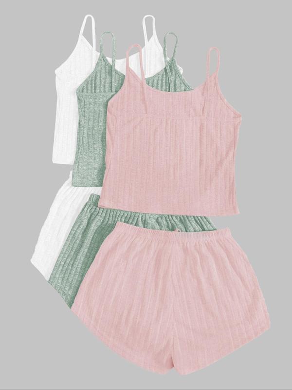 Women's Plain Crop Cami Top & Tie Front Shorts Vintage Set, Summer Clothes, Casual Camisole & Shorts Set for Fall, Fall Outfits 2024 Sets, Back To School Outfits, Women's Clothes, Two Piece Set Women