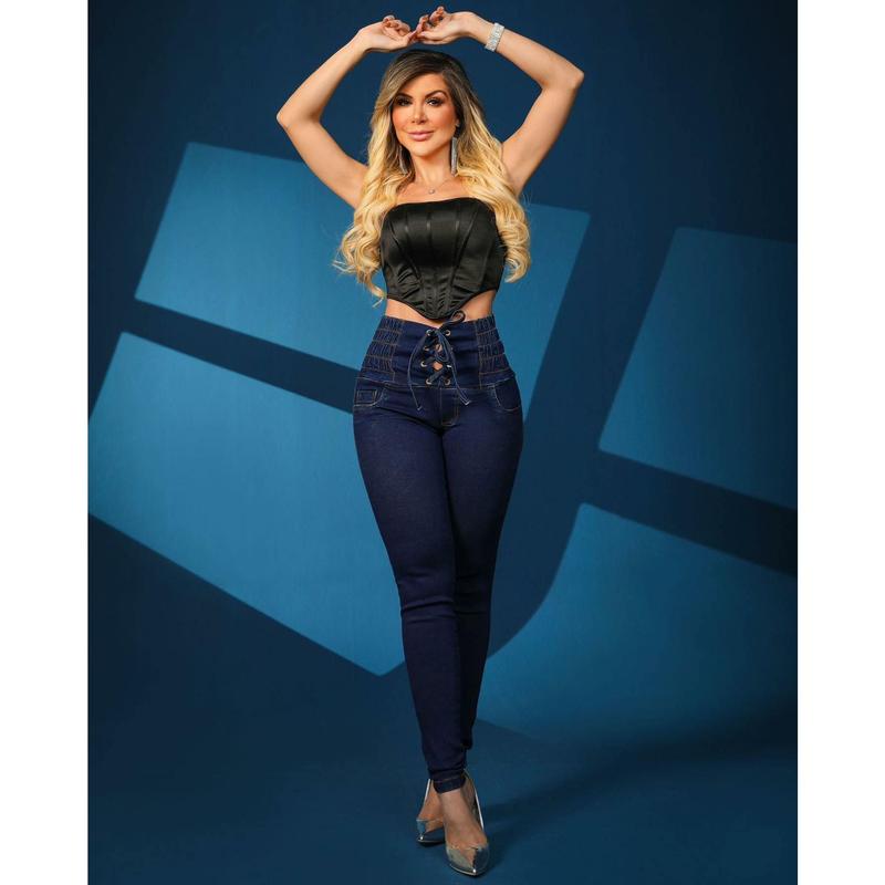 Casual New Tied Slim Fit Skinny Jeans Women's High Waist Slimming Hip Raise Trousers All-Matching Pants