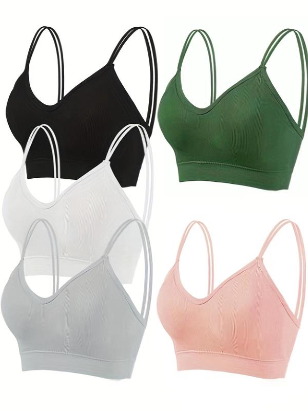 Women's Solid Color Double Strap Wireless Bra, Breathable Seamless Lingerie Top, Lingerie for Women, Women's Lingerie Top for All Seasons Daily Wear, Lingerie for Women