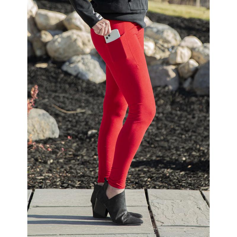 SA Exclusive Red Pocket Solid Leggings