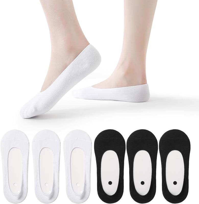 No Show Socks Women Low Cut Socks Cotton Non Slip Invisible  Thin Socks for Flats Boat Liner Socks, 6 Pairs