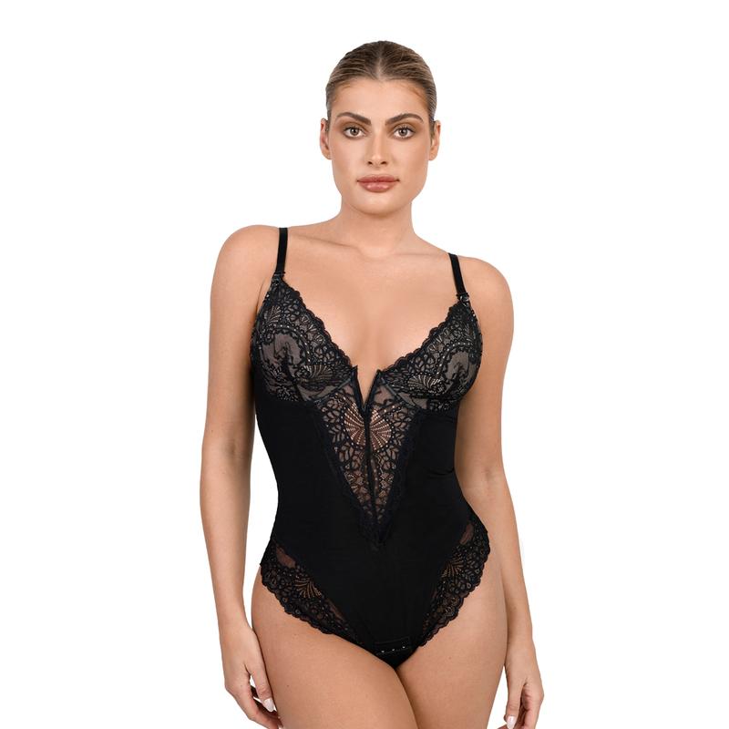 Popilush The Shapewear Bodysuit Deep-V Neck Lace Lady Bodysuits Womenswear Tops