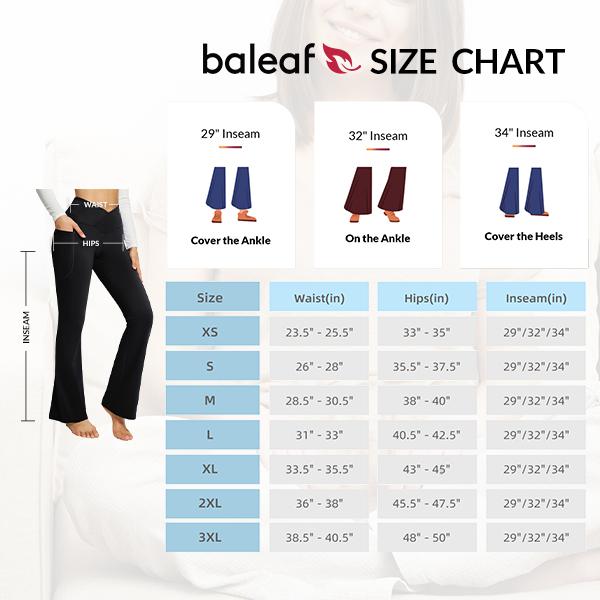 [BLACK FRIDAY SALES] baleaf 29'' 32'' 34'' inseam Women's Flare Leggings Trendy Crossover Yoga Pants High Waist Casual Workout Bell Bottom Leggings with Pockets Comfortable Spandex