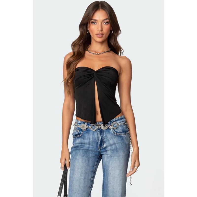 Twisted Split Front Tube Top