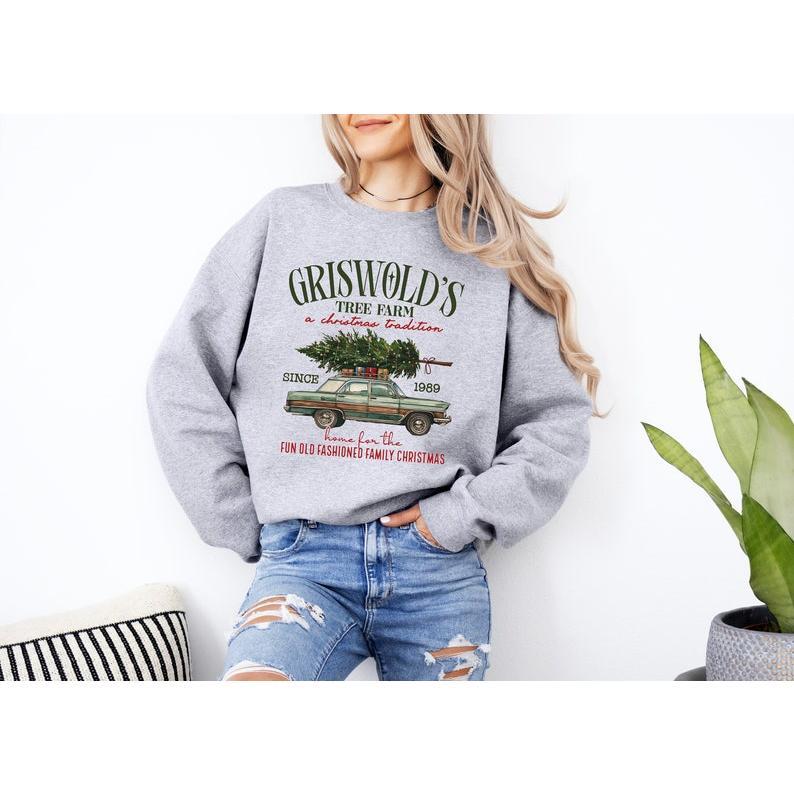 Griswold Christmas Tree Farm Sweatshirt, Fun Old Fashioned Family Christmas, Christmas Family Shirt, Xmas Tree Farm Since 1989 Sweater  Analyze listing