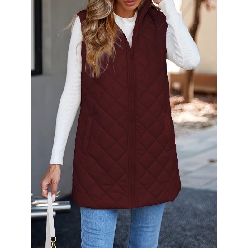 Vibrant Quilted Slant Pocket Sleeveless Winter Vest for Women - Stylish Outwear with Warm Insulation and Versatile Design - Perfect for Cold Weather Activities coquette outfits