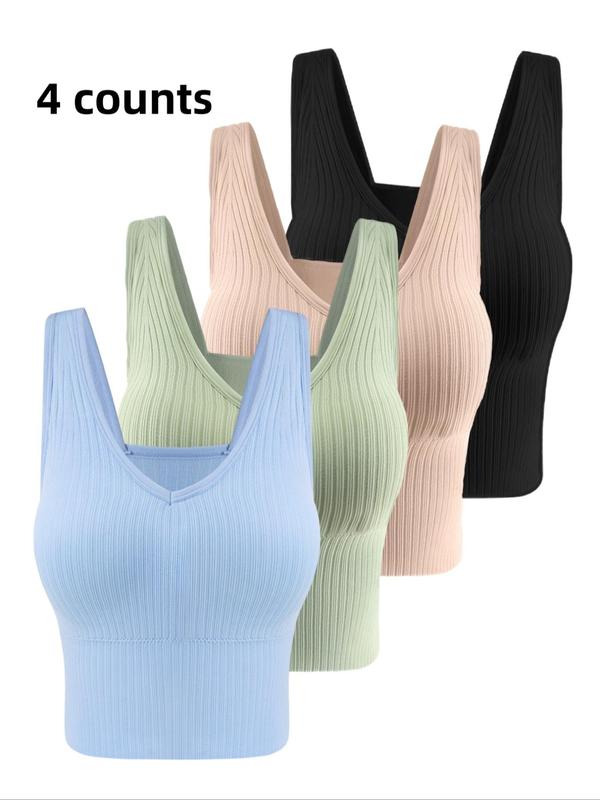 Women's Solid Backless Wireless Longline Bra, Lingerie for Women, Fall Wear, Fallfreshness Casual  Vneck Comfortable Breathable Lingerie Top, Bras for Women, Push Up Bras for Women, Seamless Bralettes for Fall, Fall Wear 2024