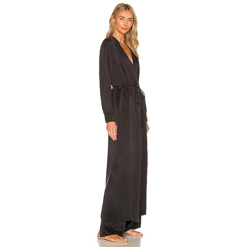 LUNYA Washable Silk Long Robe in Immersed Black