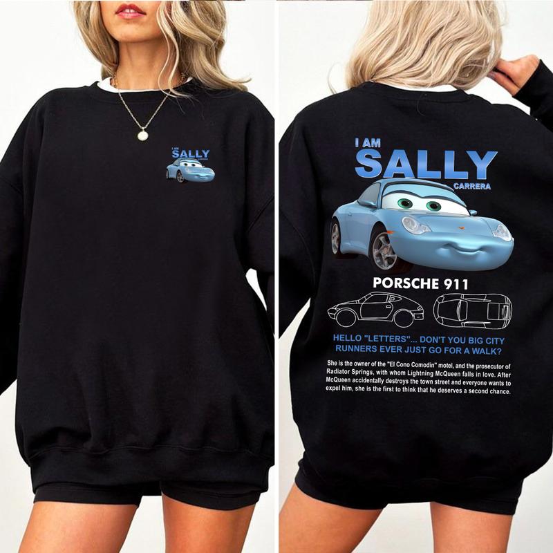 95 Lightning Mc Queen and Sally T-shirt Sweatshirt Hoodie, 2 Side Printed Couples Car Shirt, Lover Car Shirt