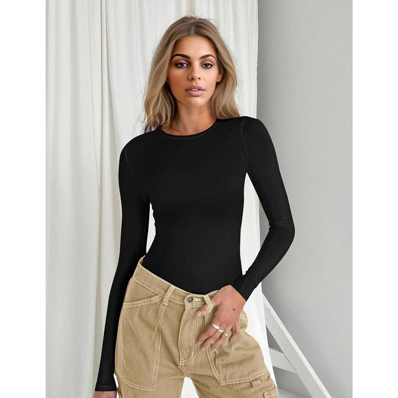 Women's  Shirts Tight Fitted Tops Crewneck Underscrubs Tee Lightweight Basic Thermal Undershirts