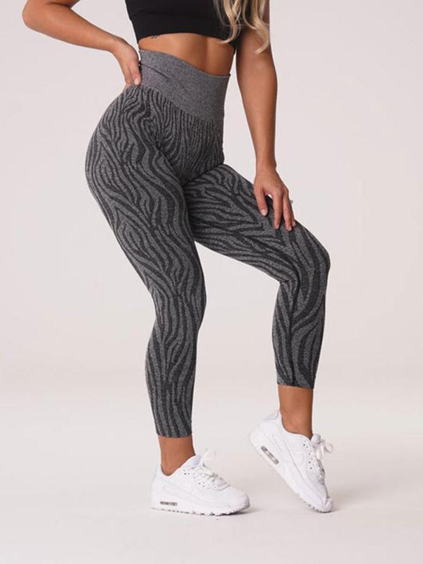 Women's Zebra Stripe Print High Waist Leggings, Casual Comfy Breathable Skinny Pants for Daily Wear, Ladies Bottoms for All Seasons