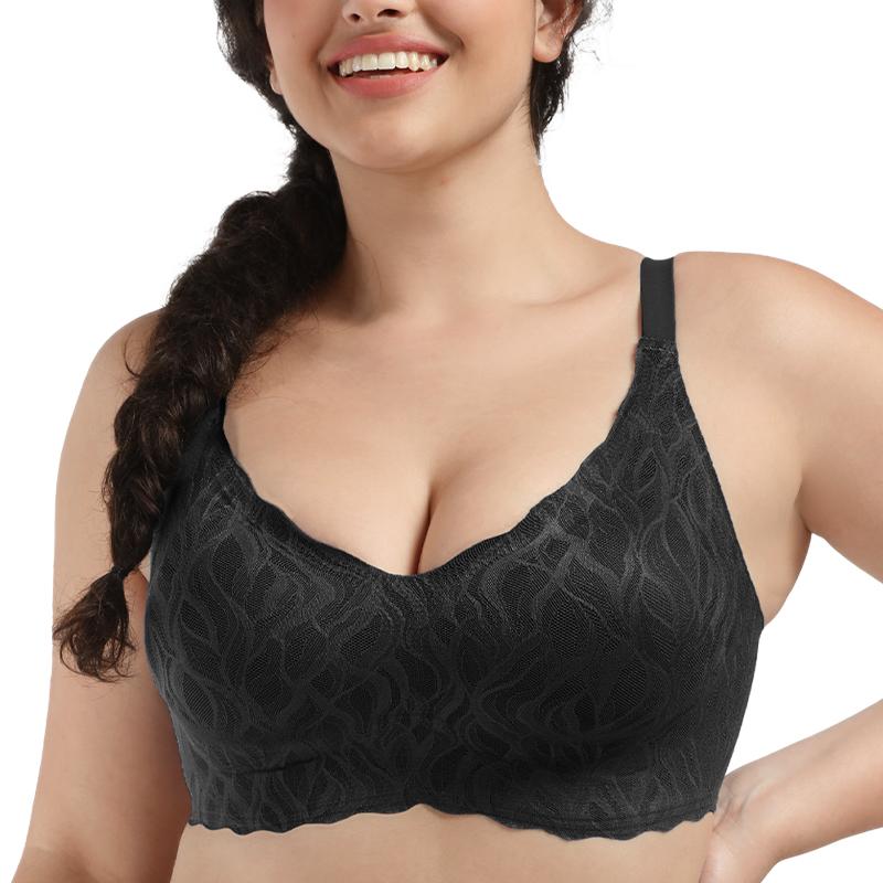 COMFELIE Women Seamless Bra Comfort No Underwire Bra with Support Classic Stretch, Lace Wireless Bra for Women EB042