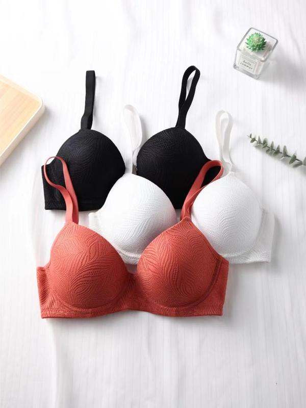 Women's Solid Color Adjustable Strap Push Up Bra, Basic Womenswear, Minimalist Soft Comfortable Breathable Lingerie Top for Lady Daily Wear, Lingerie for All Seasons