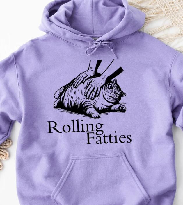 Rolling Fatties Funny Fat Cat Lover Sweatshirt Loose Fit Pullover