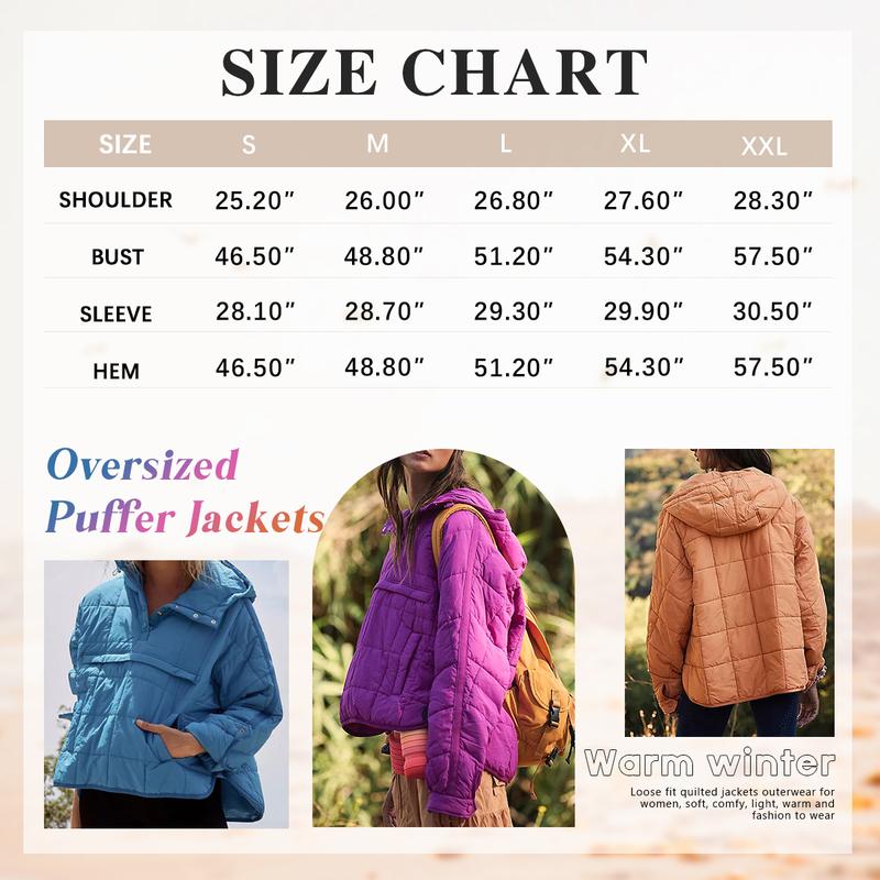 SCUSTY Women's Oversized Puffer Jacket Quilted Lightweight Pullover Hooded Padded Hoodies Winter Warm Long Sleeve Coat