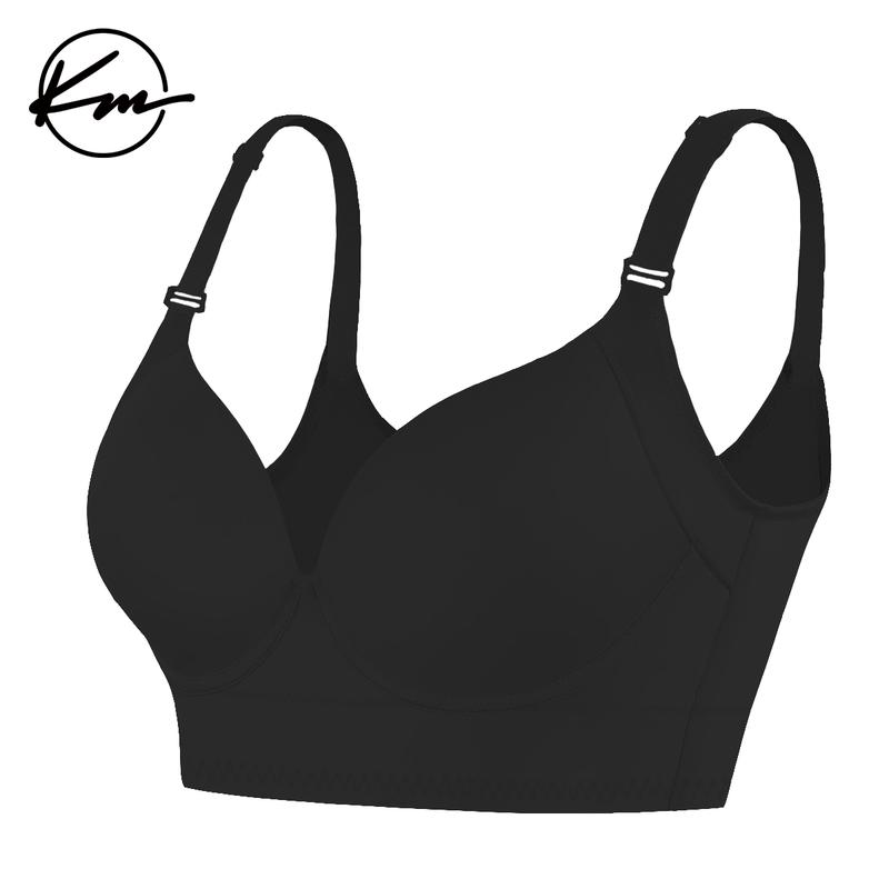 KatchMe Women's Versatile Solid Color Adjustable Straps Soft Breathable Underwire Push-Up Bra,Sexy Deep V Wide Straps Underwear,Comfort Womenswear