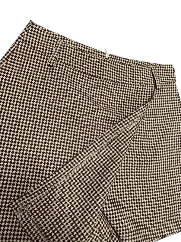 Women's Houndstooth Print Wrap Shorts, Elegant High Waist Asymmetrical Hem Skort for Daily Outdoor Wear, Women's Bottoms for Fall