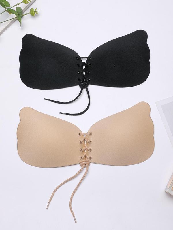 Women's Lace Up Strapless Self Adhesive Bra, Sticky Push Up Nipple Cover, Lady Summer Comfortable Lingerie Accessories, Summer Wear 2024, Womenswear Underwear