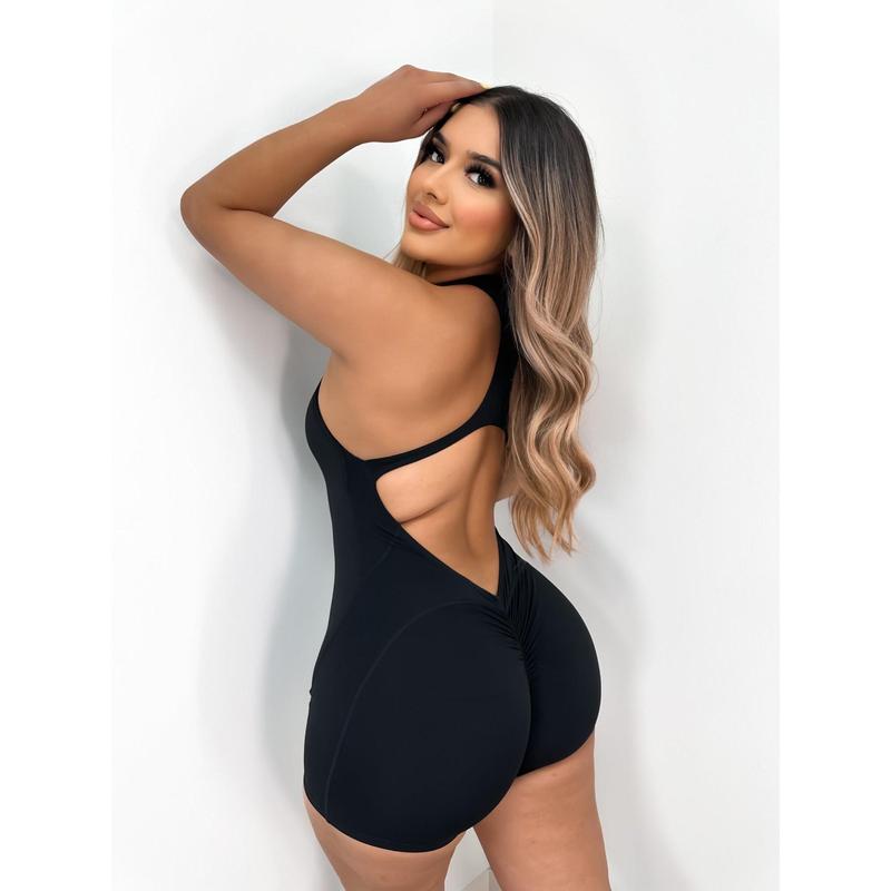 Silhouette Zipper Scrunch Romper