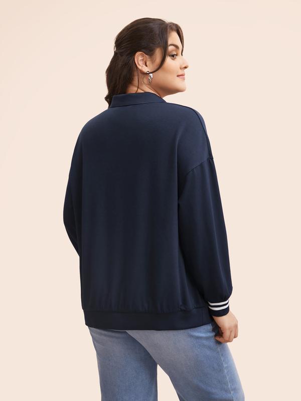 BloomChic Polo Neck Contrast Trim Drop Shoulder Sweatshirt