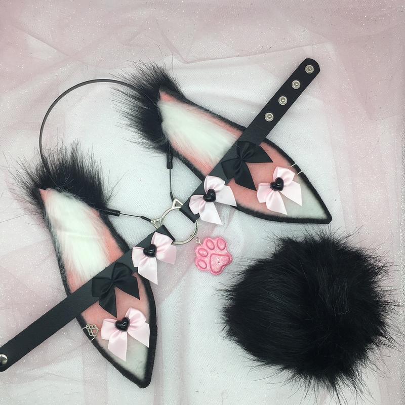 black ear necklace Halloween costume kawaii goth