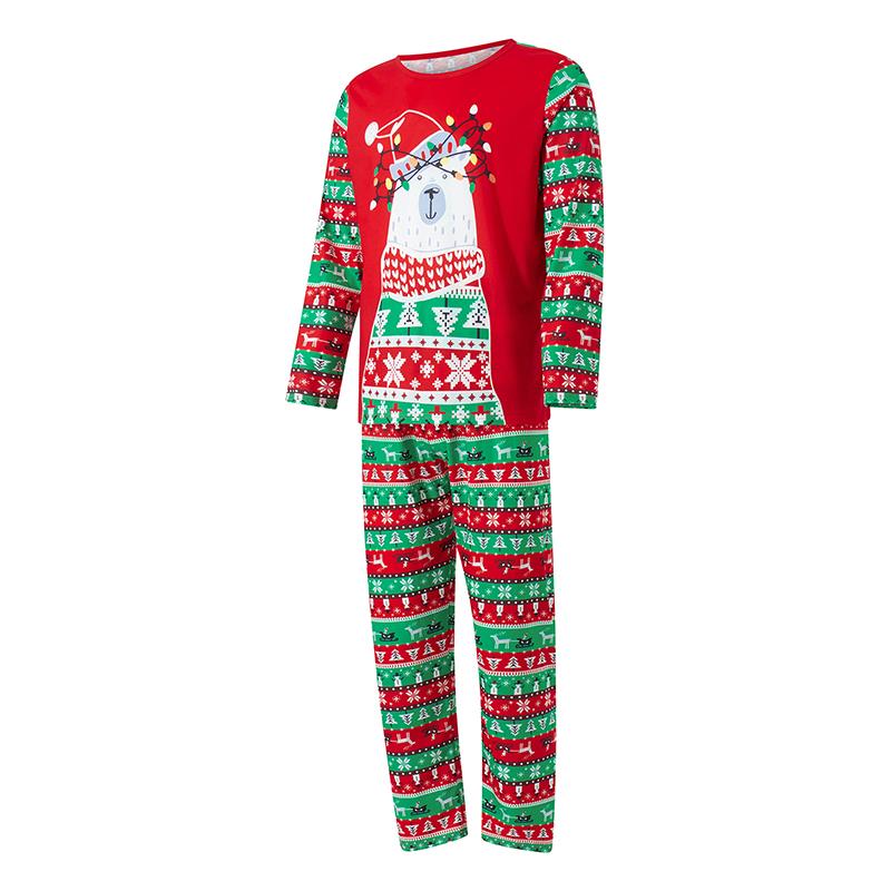 Matching Christmas Pajamas For Family, Long Sleeve Christmas Bear Print Tops Trousers Suit   Romper