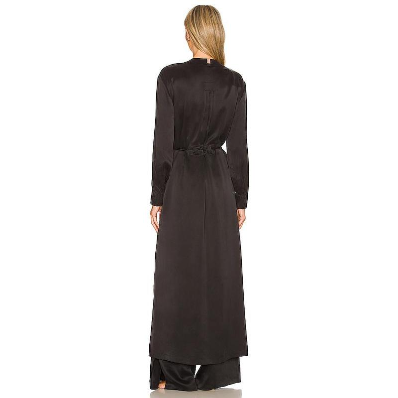 LUNYA Washable Silk Long Robe in Immersed Black