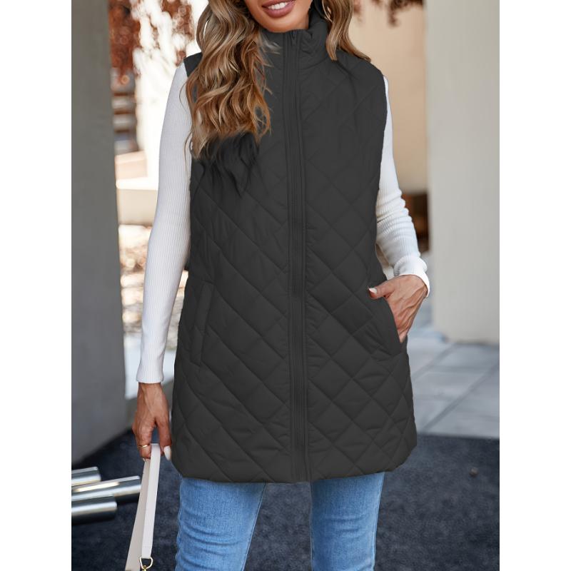 Vibrant Quilted Slant Pocket Sleeveless Winter Vest for Women - Stylish Outwear with Warm Insulation and Versatile Design - Perfect for Cold Weather Activities coquette outfits