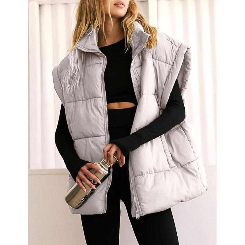 UANEO Women's Zip Up Puffer Vest Stand Collar Sleeveless Padded Coat with Pockets warm vest